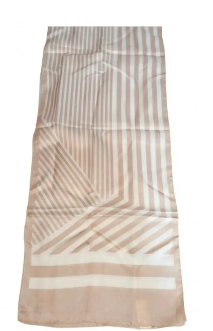 Vintage St Michael Tuape White Stripe Polyester Scarf Rectangle